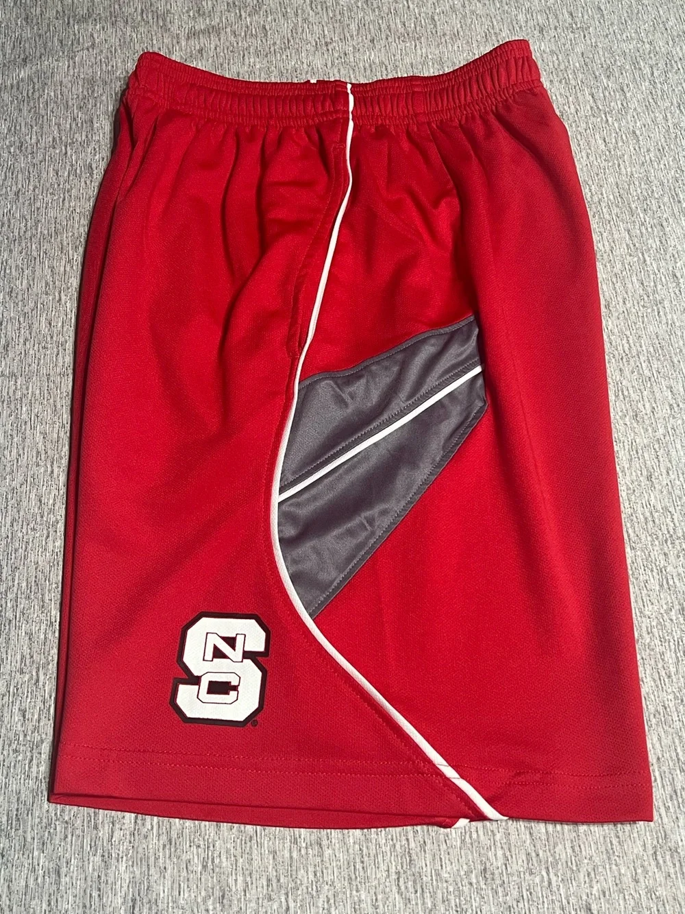 NC State Wolfpack Men's Athletic Red Basketball Shorts with Gray Panels